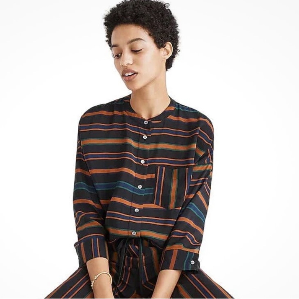 Madewell 💯 Silk Claremont Stripe Blouse